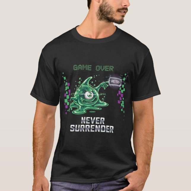 Jeu sur ne jamais abandonner Retro jeu T-shirt | F (Devant)