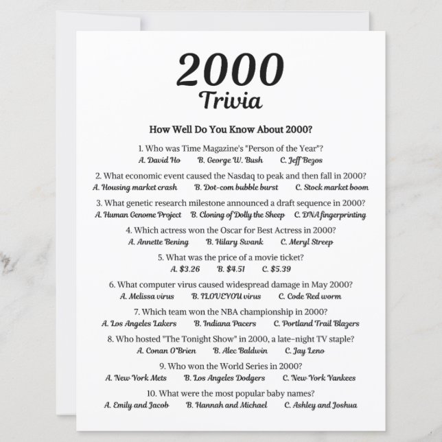 Jeu Trivia 2000 (Devant)