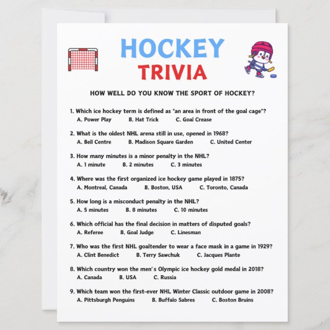 Jeu Trivia Hockey (Devant)