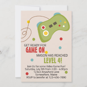 Jeu Vidéo Anniversaire Fête de bois Invitation