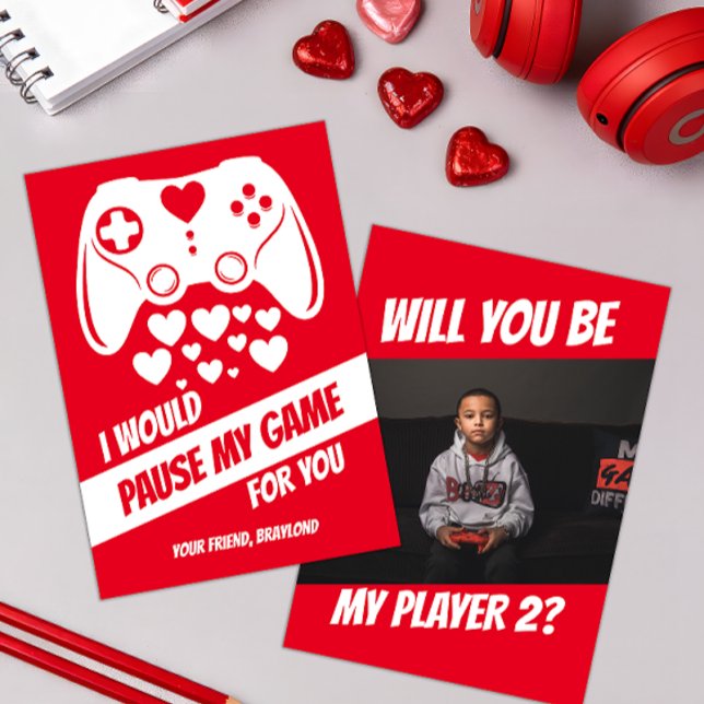 Jeu Vidéo Valentines Carte Jour (Video Game Kids Photo Valentines Day Card)