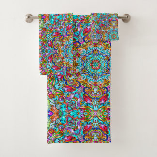 JEU vintage DE SERVIETTES DE BAIN ORNAMENTALES ITA