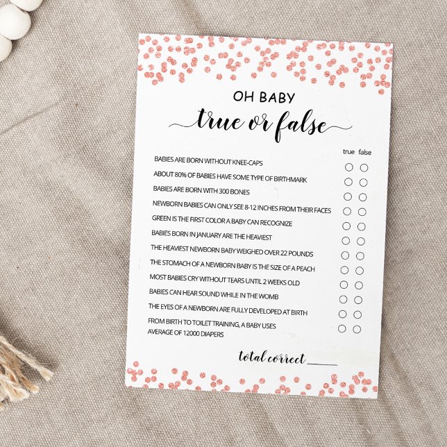 Jeu Vrai ou Faux avec la carte de Baby shower des  (Créateur téléchargé)