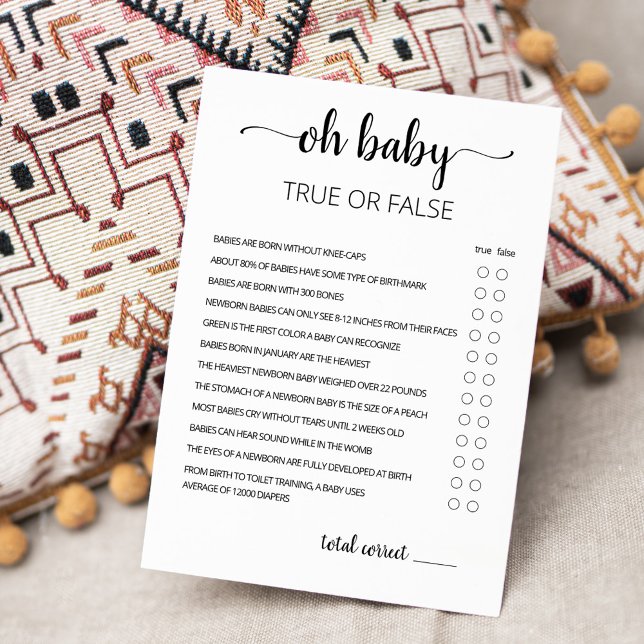 Jeu Vrai ou Faux avec la carte de Baby shower Répo (Créateur téléchargé)
