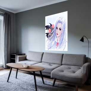 Jeune belle dame AI Art Poster