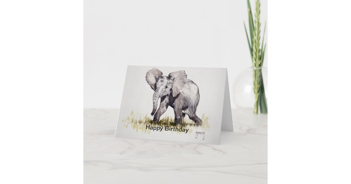 Jeune Carte De Joyeux Anniversaire D Elephant Zazzle Fr