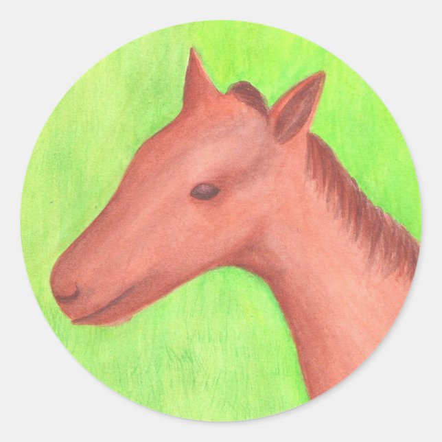 Jeune cheval, poney, en Stickers aquarelle (Devant)