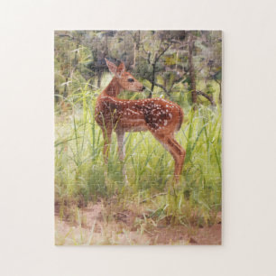 Jeune Faon de Cerf Sauvage dans un Pré Puzzle Arti