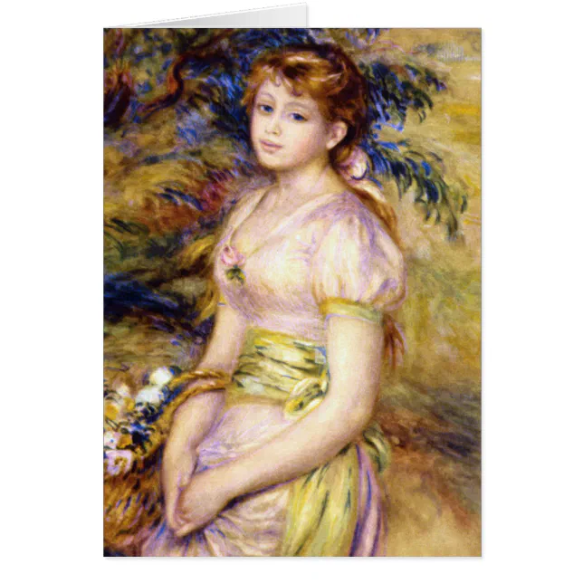 Petite fille portant des fleurs de Auguste Renoir - Reproduction tableau