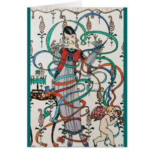 JEUNE FILLE, COLORÉE DES ESPACES DE RIBBON, CUPID,