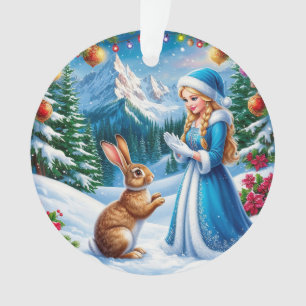 Jeune fille de neige dans une scène de forêt hiver