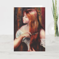 Jeune fille de Renoir peignant sa carte de voeux