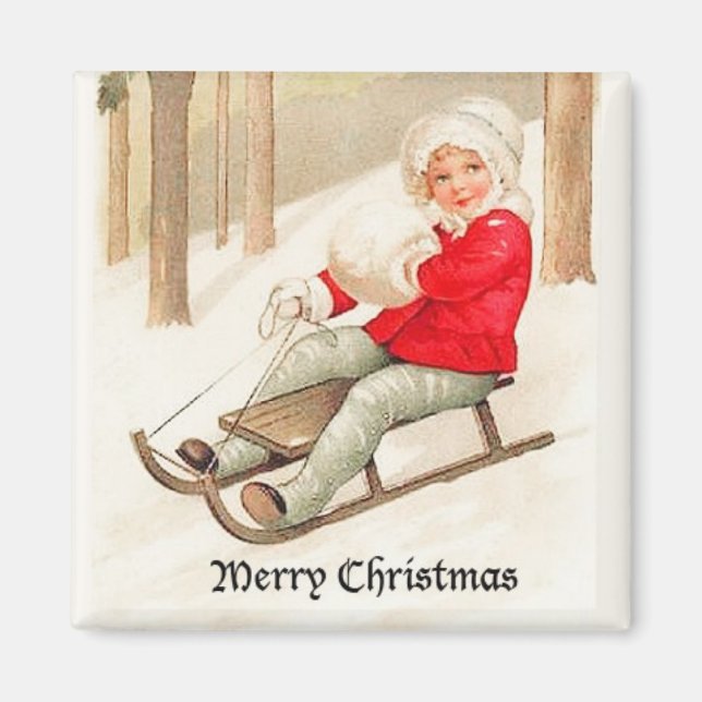 Jeune fille dormant Vintage aimant (Devant)