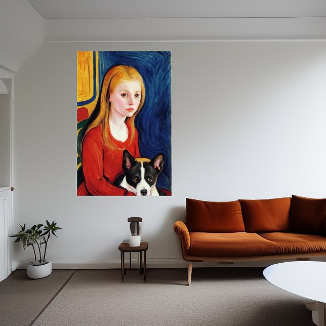 Jeune fille et chien | AI Art Poster (Créateur téléchargé)