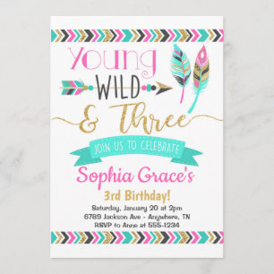 Jeune Fille et trois Filles Invitation Anniversair
