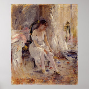 Jeune Fille Posant Sur Ses Bas - Poster