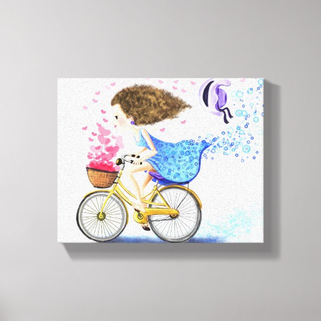 Jeune Fille Sur Une Toile À Vélo Imprimer L'Amour  (Recto)