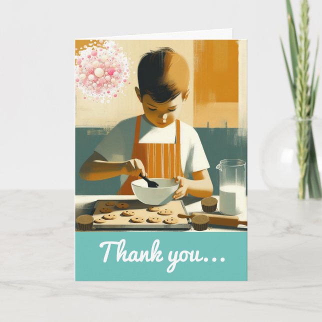 Jeune garçon pâtissier de cookies Merci (Devant)