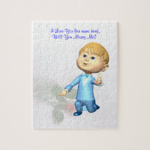 Jeune homme et anneau adorables de puzzle de