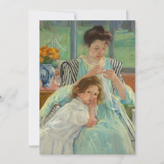 Jeune mère coudre | Mary Cassatt (Devant)