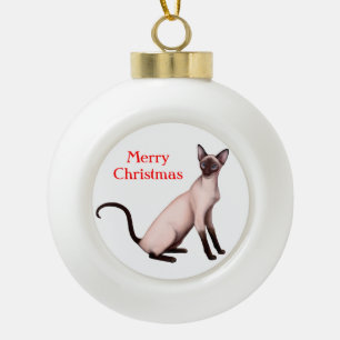 Jeune ornement amical de Noël de chat siamois