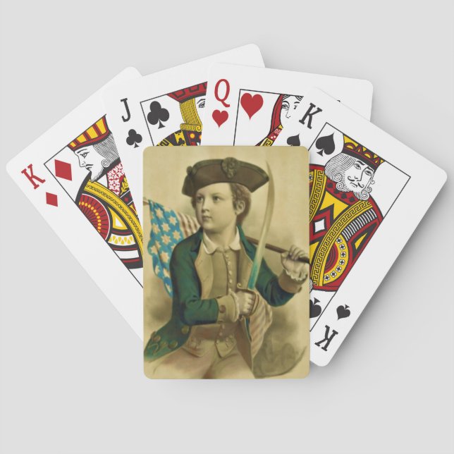 Jeune patriote avec drapeau et cartes de jeu Sabre (dos)