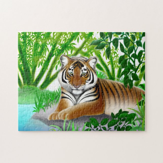 Jeune puzzle paisible de tigre de Bengale (Horizontal)