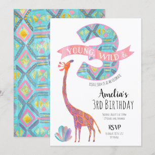 Jeune Sauvage et Trois Invitation d'anniversaire