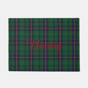 Jeune tapis de porte d'accueil de plaid de tartan