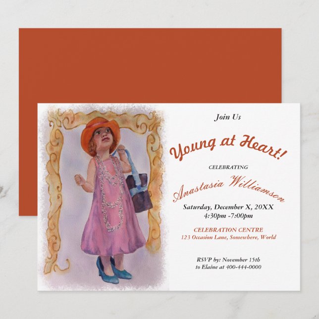 JEUNES AU COEUR DE TOUTE INVITATION DE FÊTE D'ÂGE (Devant / Derrière)