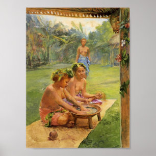 Jeunes filles préparant Kava - affiche de John