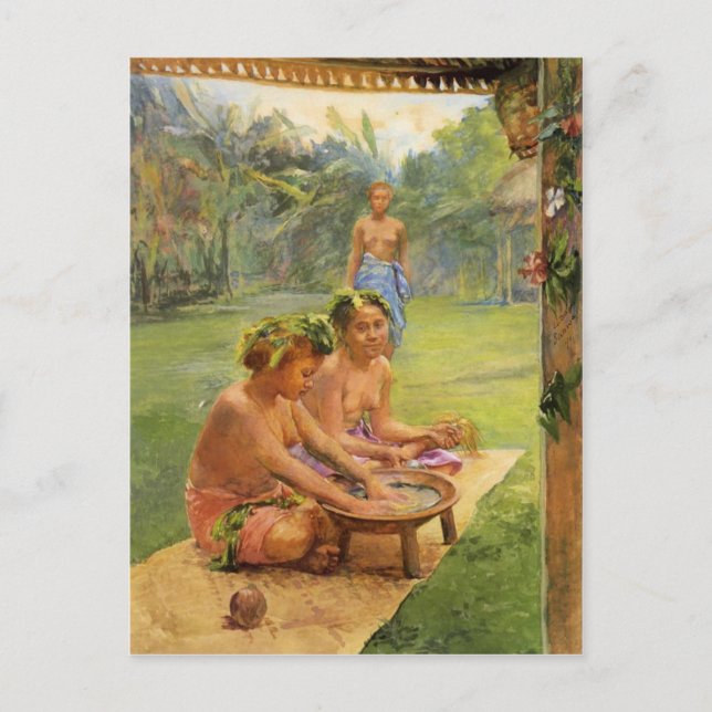 Jeunes Filles Préparer Kava - Carte Postale (Devant)