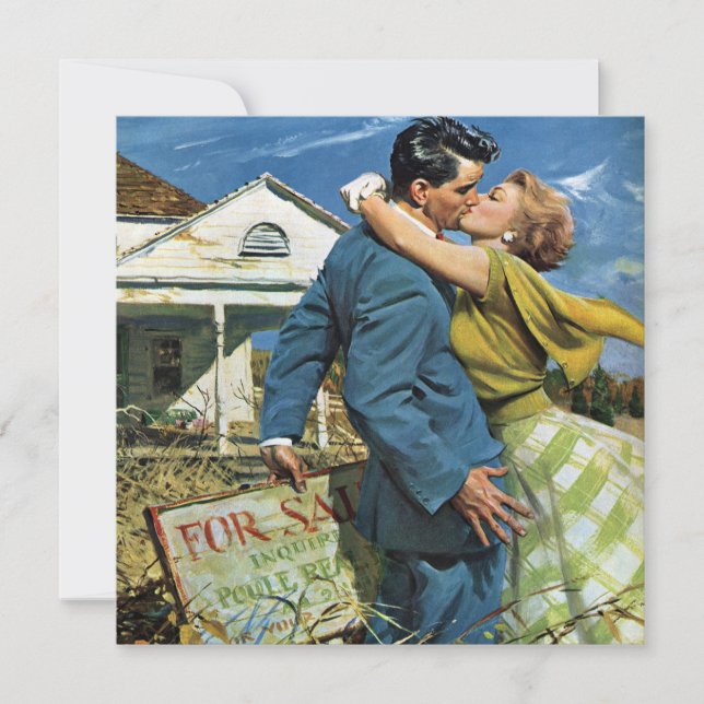 Jeunes mariés vintage, invitation à une pendaison  (Devant)