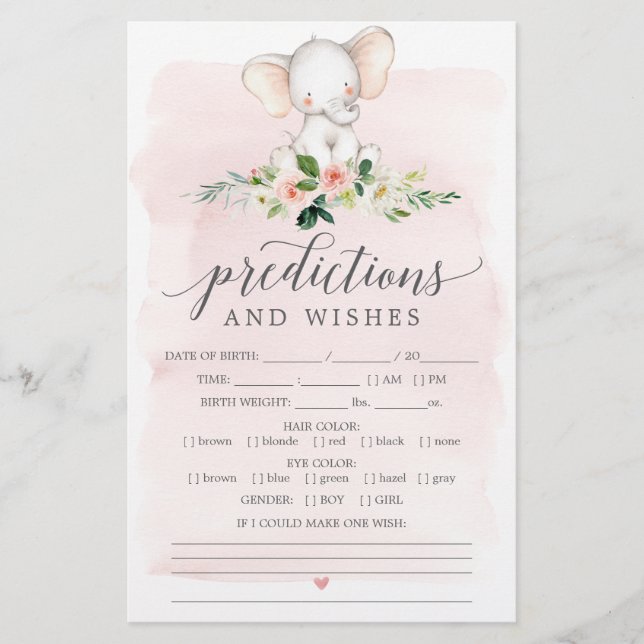 Jeux Baby showers à double face rose Elephant (Devant)