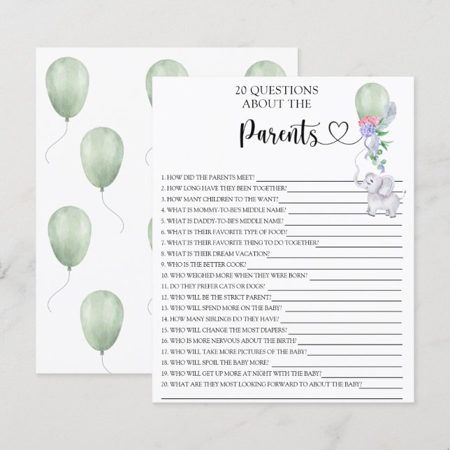 Jeux Balloon & Elephant sur les parents (Devant / Derrière)