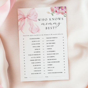 Jeux d'activité de baby shower avec un nœud rose f