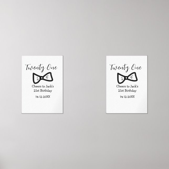 Jeux D'art Mural 21e anniversaire homme ajouter nom noeud date d'ar (Recto)