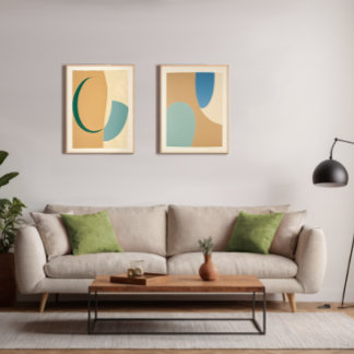 Jeux D'art Mural abstracto boho formas verdes suaves