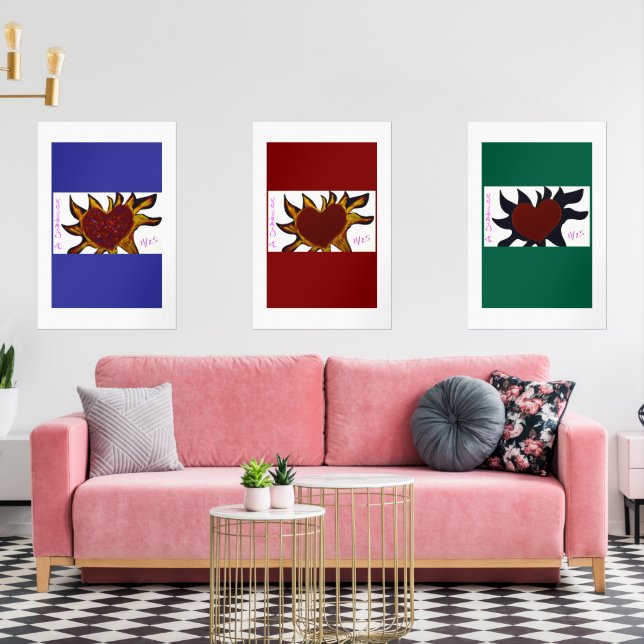 Jeux D'art Mural Affiche Cœurs en Feu (Salon)