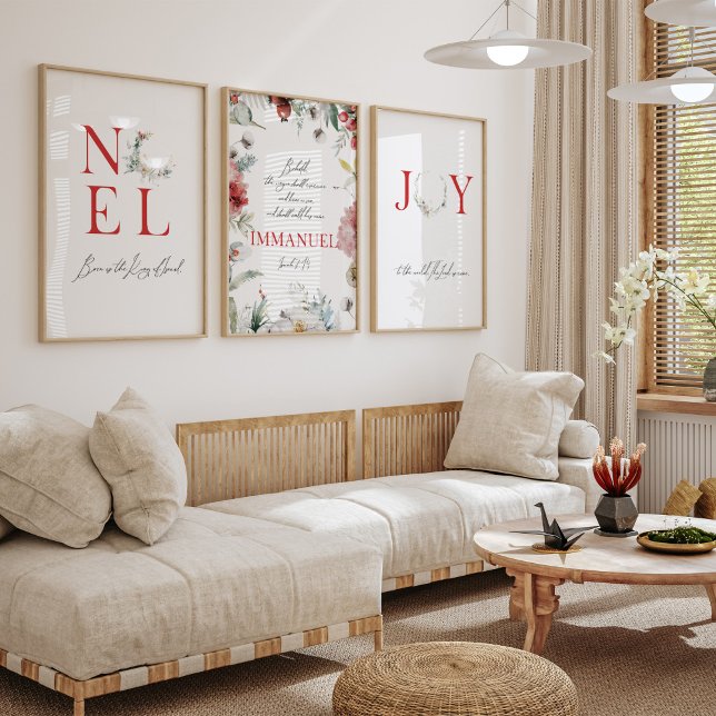 Jeux D'art Mural Affiche de couleur d'aquarelle rouge de Noël (Créateur téléchargé)