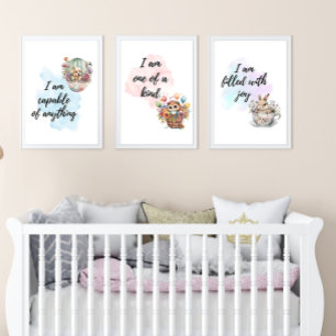 Jeux D'art Mural Affirmation animale motivée par des Whimsical Prin