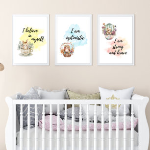 Jeux D'art Mural Affirmation animale motivée par des Whimsical Prin