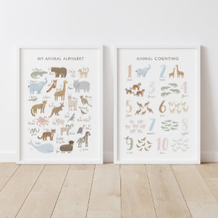 Jeux D'art Mural Alphabet et chiffres animaux Classe éducative