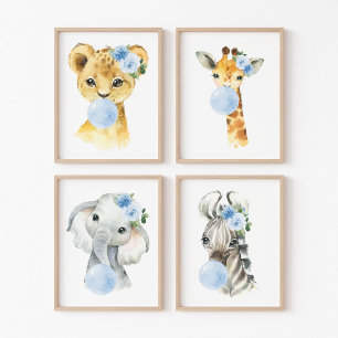 Jeux D'art Mural Animaux de la jungle, gomme à bulles bleues, infir