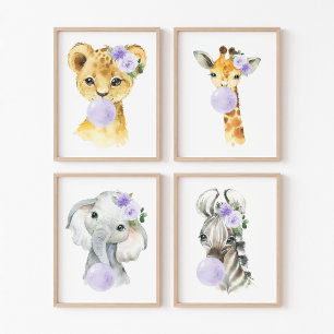 Jeux D'art Mural Animaux de la jungle, gomme à bulles violettes, Ne