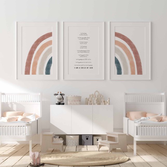 Jeux D'art Mural Aquarelle arc-en-ciel boho jeu de 3 couplet bible  (Créateur téléchargé)