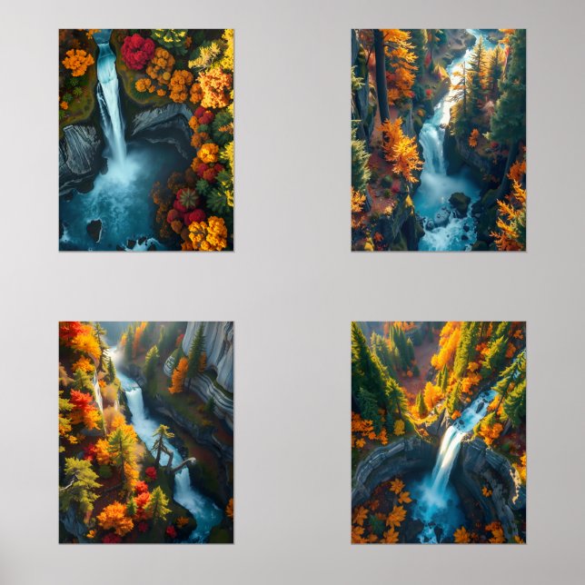 Jeux D'art Mural Autumn Canyon Waterfall – Vibrant Fall Forest Land (Recto)