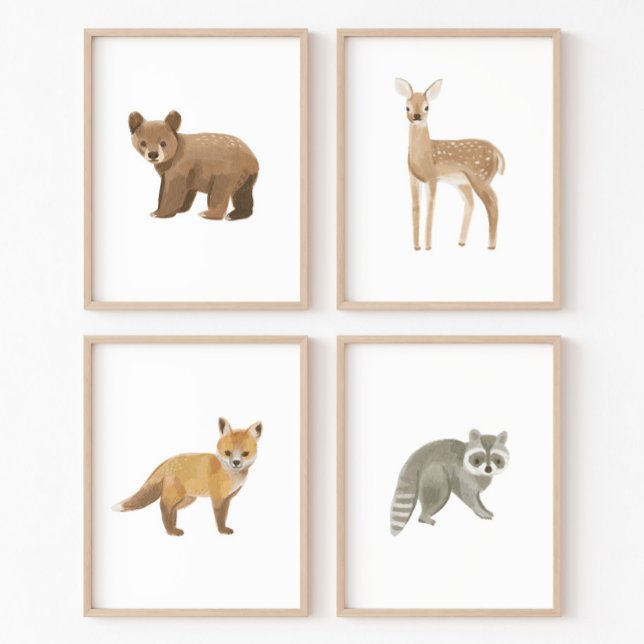 Jeux D'art Mural Baby Woodland Animaux Nursery Décor Set de 4 (Créateur téléchargé)