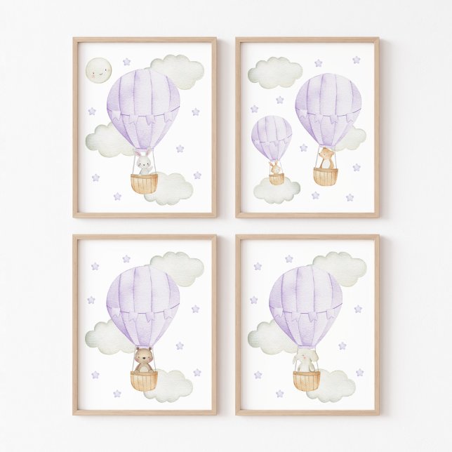 Jeux D'art Mural Balloon à air chaud violet, Animaux, Neutre selon  (Créateur téléchargé)