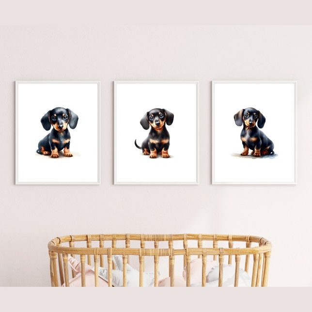 Jeux D'art Mural Black Tan Dachshund Print, Dachshund Pet Portrait (Créateur téléchargé)